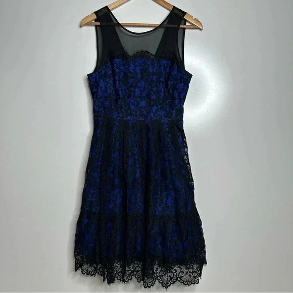 Moulinette Soeurs Anthropologie NWT Saphire Illusion Lace Overlay Dress Size 4 - Picture 3 of 14